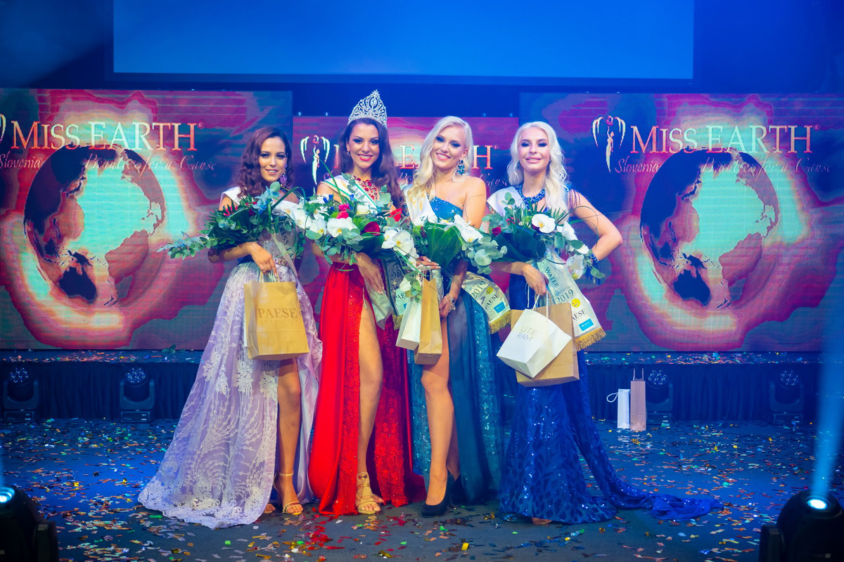 nosilke nazivov za Miss Earth Slovenije 2019, Špela Budič, Charnée Bijön Bonno, Kristina Zvonar, Katja Grah